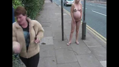 Pregnant hairy british amateur nudist outdoors in HD